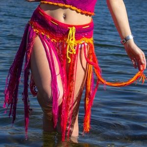 Warm tones crochet skirt ( matches crop top!)